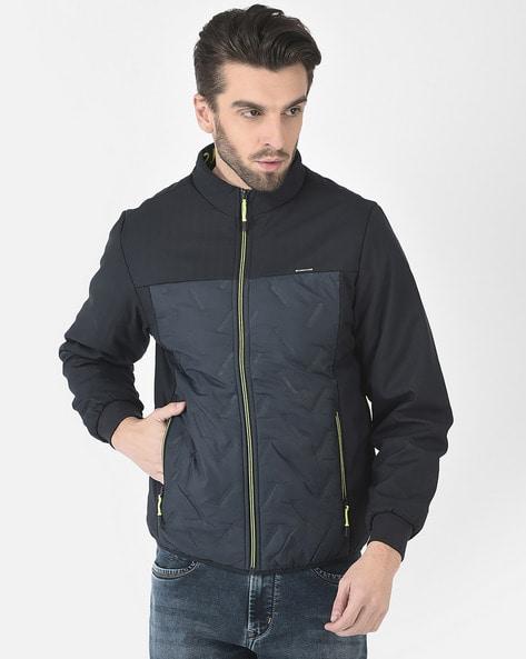 colourblock bomber jacket with zip-front