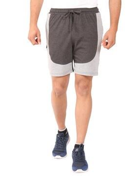 colourblock city shorts with drawstring waist