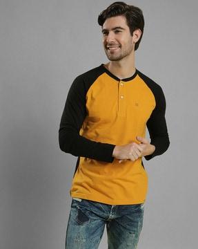 colourblock cotton henley t-shirt