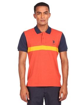 colourblock cotton polo t-shirt