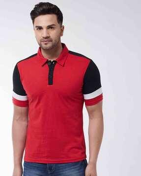 colourblock cotton polo t-shirt