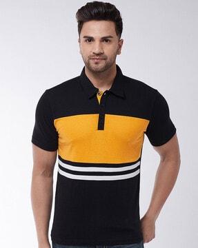 colourblock cotton polo t-shirt