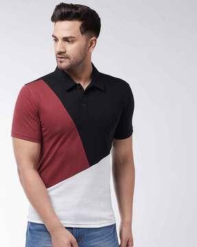 colourblock cotton polo t-shirt