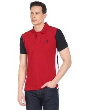 colourblock cotton polo t-shirt