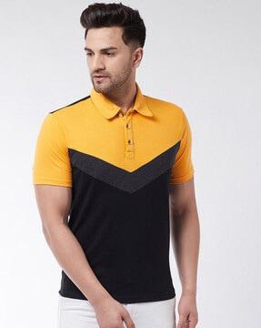 colourblock cotton polo t-shirt