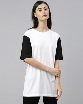 colourblock crew-neck oversized t-shirt