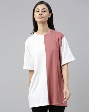 colourblock crew-neck oversized t-shirt