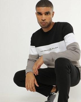 colourblock crew-neck sweatshirt with insert pocket