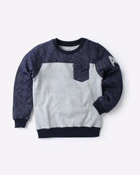 colourblock crew-neck sweatshirt with ribbed hems