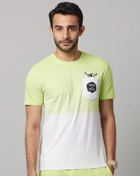 colourblock crew-neck t-shirt with patch pocket