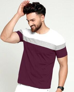 colourblock crew-neck t-shirt with short sleeves