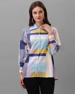 colourblock cuffed sleeves shirt