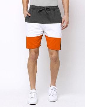 colourblock elasticated waistband shorts