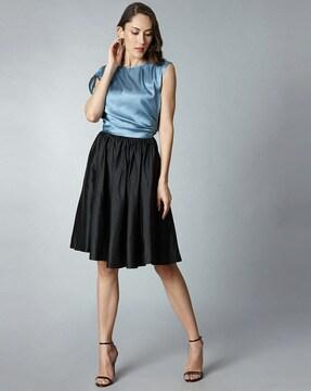 colourblock fit & flare dress