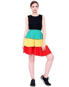 colourblock fit & flare dress