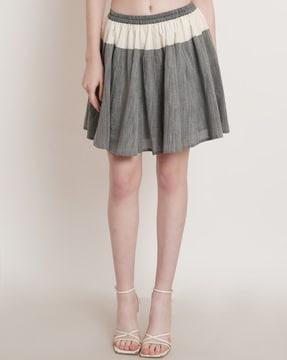 colourblock flared skirt