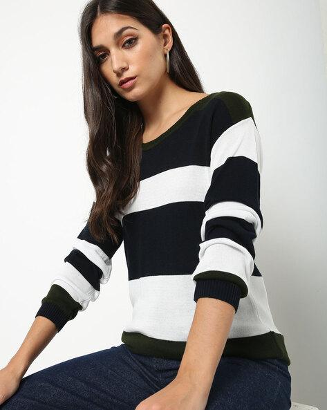 colourblock flatknit pullover