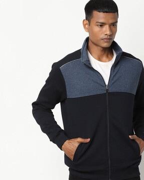 colourblock front-zip sweatshirt