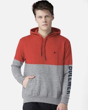 colourblock full sleeves hooded sweatshirt