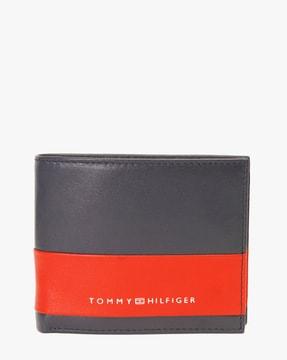 colourblock genuine leather bi-fold wallet