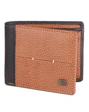 colourblock genuine leather bi-fold wallet