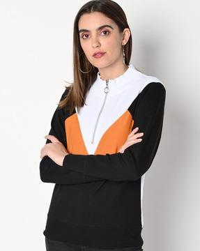 colourblock half-zip sweatshirt