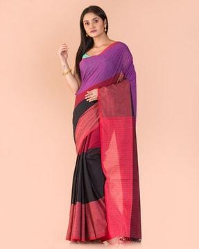 colourblock handloom pure cotton saree