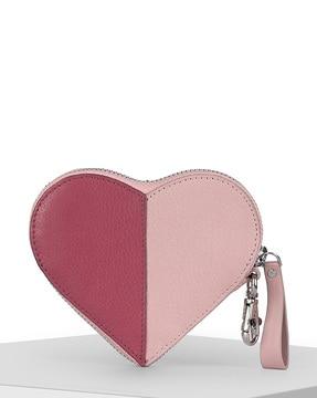 colourblock heart zip-around wallet