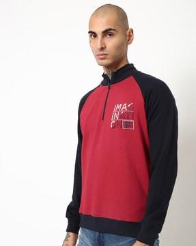 colourblock high-neck slim fit sweatshirt