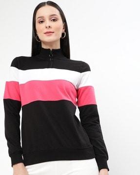 colourblock high-neck sweatshirt