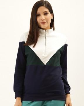 colourblock high-neck sweatshirt