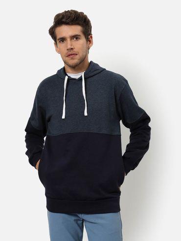 colourblock hooded sweatshirt ribbed hem