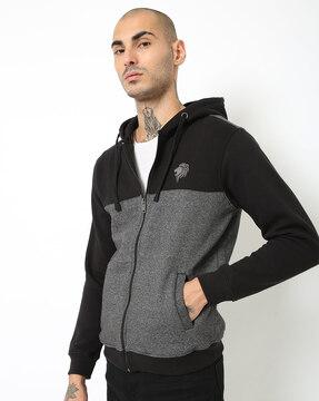 colourblock hooded sweatshirt with insert pockets