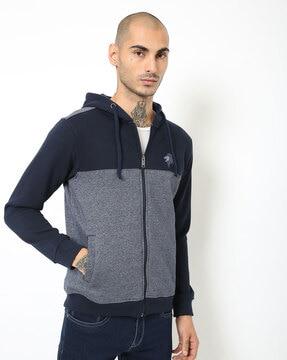 colourblock hooded sweatshirt with insert pockets