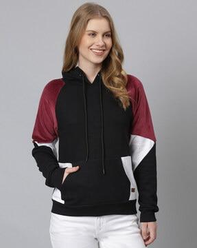 colourblock hooded sweatshirt with kangaroo pocket