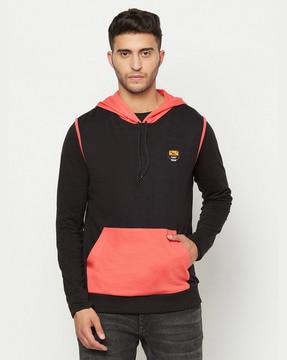 colourblock hooded sweatshirt with kangaroo pocket