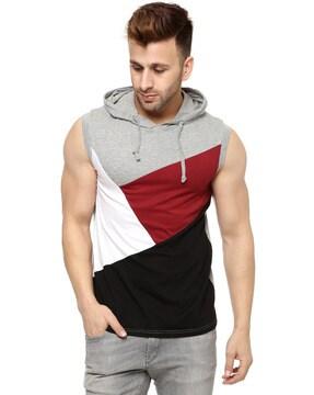 colourblock hooded t-shirt