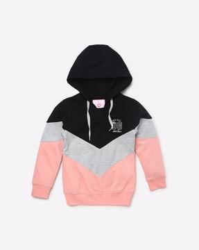 colourblock hoodie with drawstring fastening