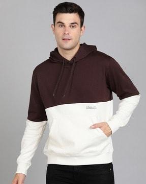 colourblock hoodie with drawstring