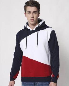 colourblock hoodie with drawstrings