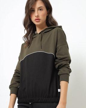 colourblock hoodie with elasticated waistband