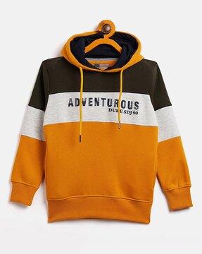 colourblock hoodie with insert pocket