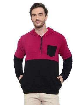 colourblock hoodie with insert pockets