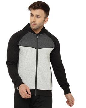 colourblock hoodie with insert pockets