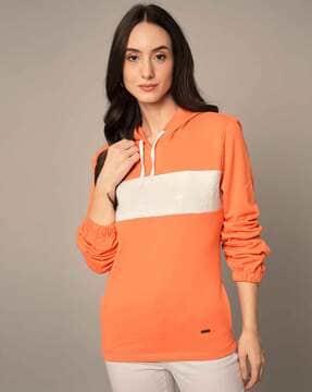 colourblock hoodie with insert pockets