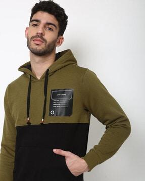 colourblock hoodie with kangaroo pocket