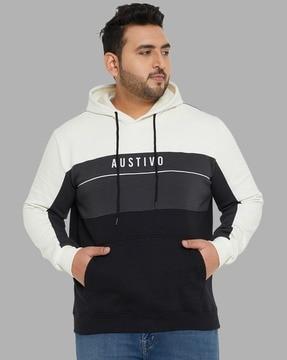 colourblock hoodie with kangaroo pockets