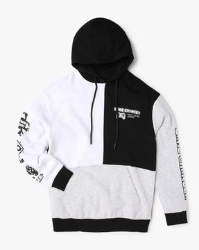 colourblock hoodie with placement print