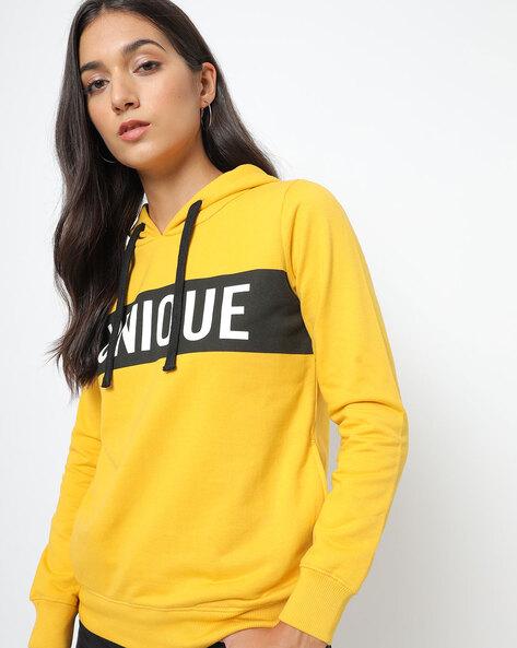 colourblock hoodie with placement typography