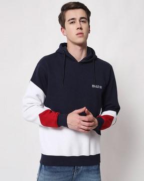colourblock hoodie with ribbed cuffs